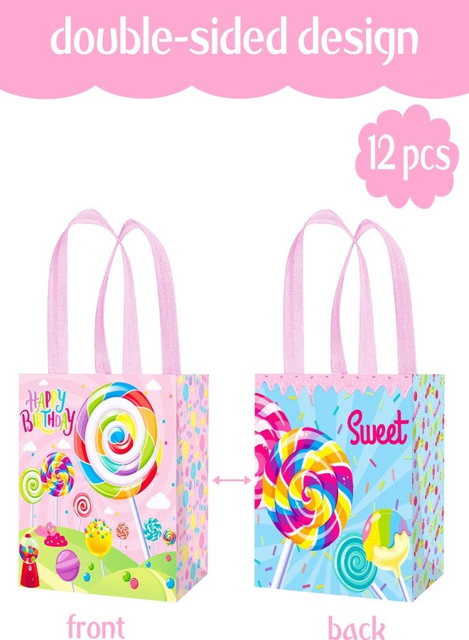 umoni Candyland Party Goodie Bag Lollipop Candy Tote Bags 12Pcs Sweet Candyland Treat Bags Birthday Handbag for Candy Theme Birthday Party Wedding Supplies - Image 2